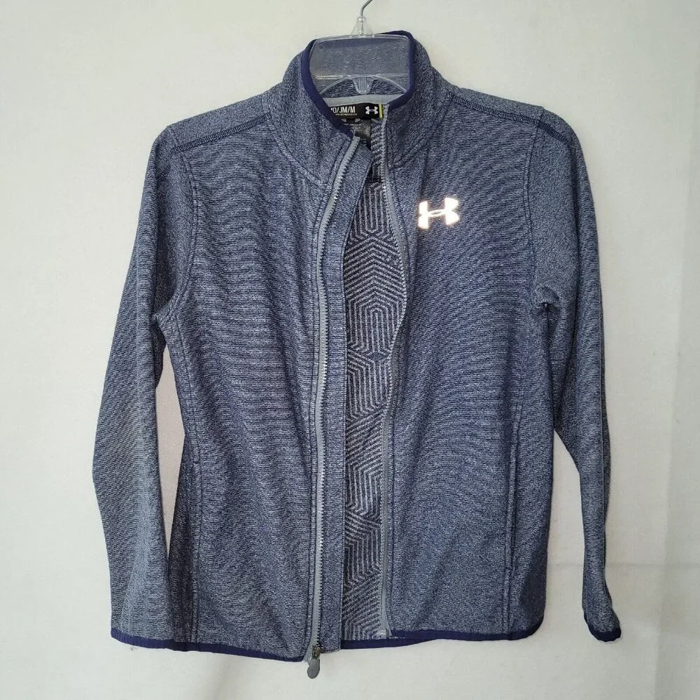 Under Armour Jacket Youth M(8-10) Blue Full Zip Cold Gear Loose Pockets *Flaw‎